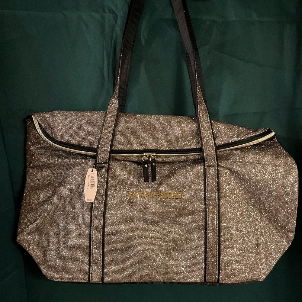 Victoria Secret Gold Glitter Tote Bag